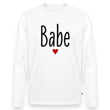 Valentine's Day, Nickname, Babe, Heart, Love, Couples - Men's Premium Organic Long Sleeve Shirt - white - Front - Nico (187cm)