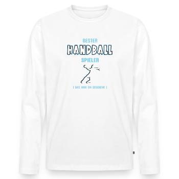 Bester Handball Spieler Handballer Geschenk - Männer Premium Bio Langarmshirt - Weiß - Vorne - Nico (187cm)