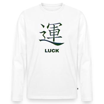 Happiness Chinese Character - Men's Premium Organic Long Sleeve Shirt - white - Front - Nico (187cm)