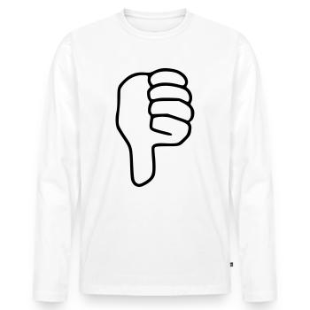 Emoji Daumen runter Skizze schwarz - Männer Premium Bio Langarmshirt - Weiß - Vorne - Nico (187cm)
