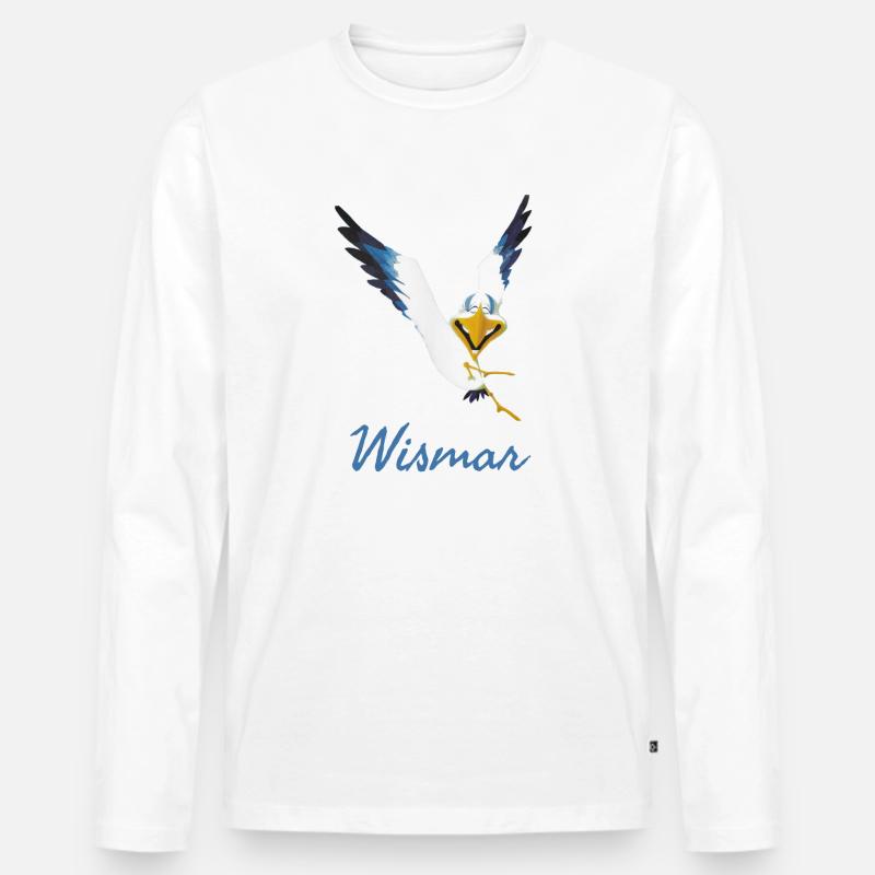 Lachmöwe Wismar - Männer Premium Bio Langarmshirt - Weiß
