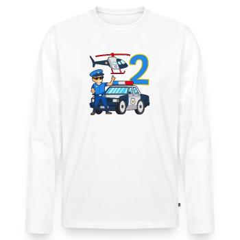 2 Geburtstag Polizei Auto 2 Jahre alt Polizist - Männer Premium Bio Langarmshirt - Weiß - Vorne - Nico (187cm)