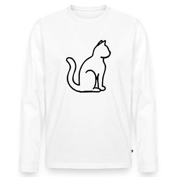 Kätzchen Stubentiger Katze Cat Kitten - Männer Premium Bio Langarmshirt - Weiß - Vorne - Nico (187cm)