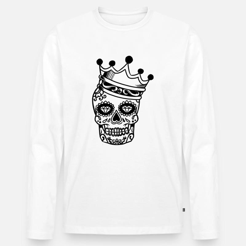 Schädel - Männer Premium Bio Langarmshirt - Weiß