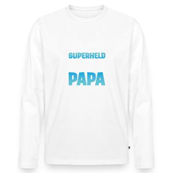 Wer Braucht Schon Ein Superheld Wenn Man Den - Männer Premium Bio Langarmshirt - Weiß - Vorne - Nico (187cm)