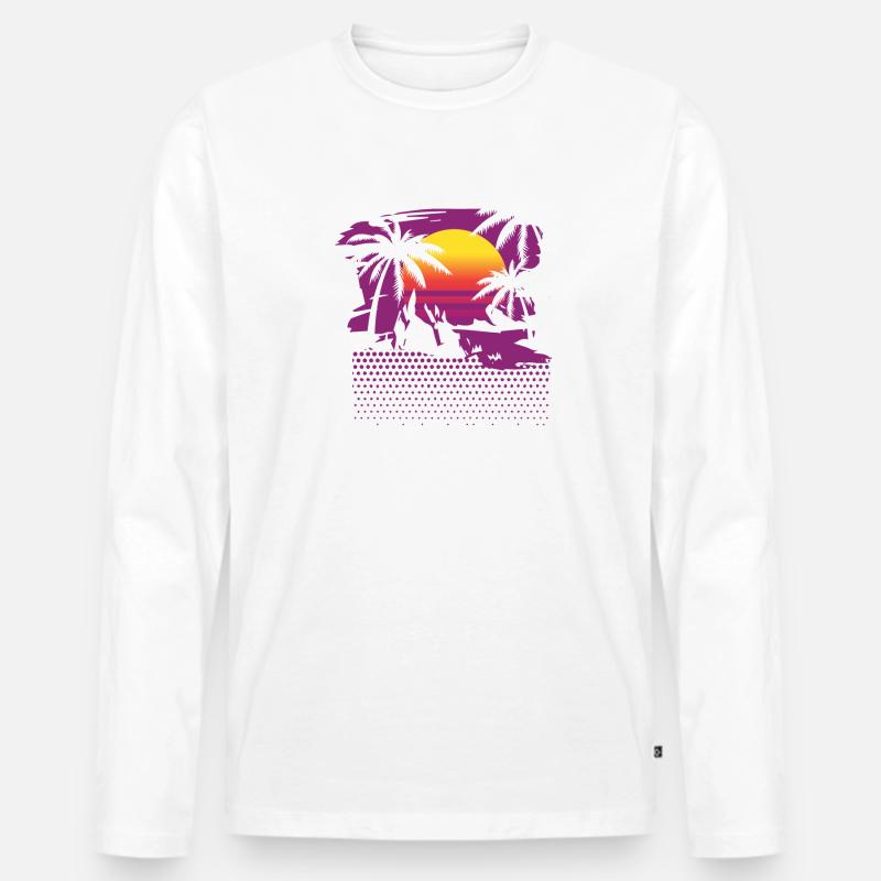 Sunset Mountain Retrowave - Männer Premium Bio Langarmshirt - undefined