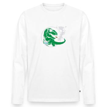 Dinos Cannabis Bong - Männer Premium Bio Langarmshirt - Weiß - Vorne - Nico (187cm)