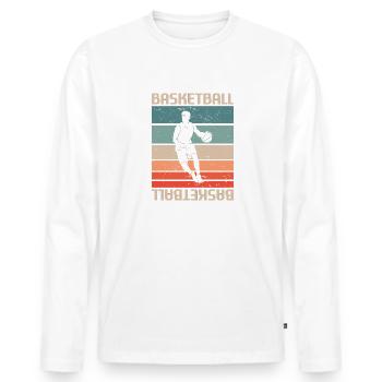 Retro Vintage Classic Basketball Player - Männer Premium Bio Langarmshirt - Weiß - Vorne - Nico (187cm)