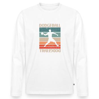 Joueur de Dodgeball Classique Rétro Vintage - T-shirt manches longues Premium bio Homme - blanc - Devant - Nico (187cm)