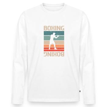 Retro Vintage Classic Boxing Boxer - Männer Premium Bio Langarmshirt - Weiß - Vorne - Nico (187cm)
