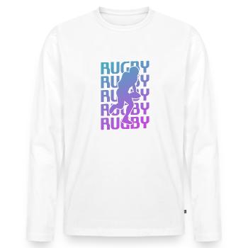 Joueur de rugby classique rétro vintage - T-shirt manches longues Premium bio Homme - blanc - Devant - Nico (187cm)