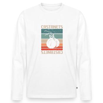 Retro Vintage Classic Castanets Player Instrument - Men's Premium Organic Long Sleeve Shirt - white - Front - Nico (187cm)