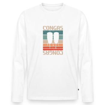 Retro Vintage Classic Congas Player Instrument - Männer Premium Bio Langarmshirt - Weiß - Vorne - Nico (187cm)