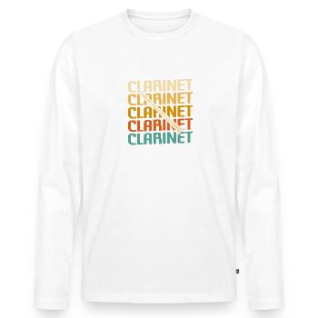 Instrument de clarinette classique vintage rétro Guita - T-shirt manches longues Premium bio Homme - blanc - Devant - Nico (187cm)