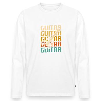 Retro Vintage Classic Guitar Instrument Guita - Men's Premium Organic Long Sleeve Shirt - white - Front - Nico (187cm)