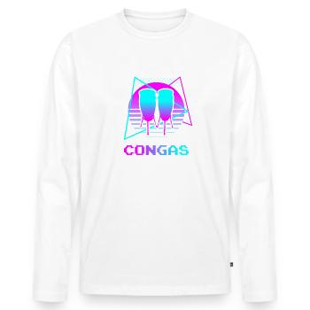 Retro Vintage Classic Congas Player Instrument - Männer Premium Bio Langarmshirt - Weiß - Vorne - Nico (187cm)