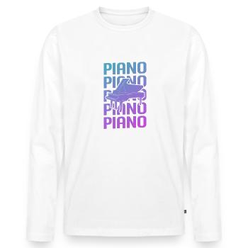 Pianiste d’instrument de piano classique rétro vintage - T-shirt manches longues Premium bio Homme - blanc - Devant - Nico (187cm)
