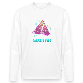 Retro Vintage Classic Guitar Instrument Guita - Men's Premium Organic Long Sleeve Shirt - white - Front - Nico (187cm)