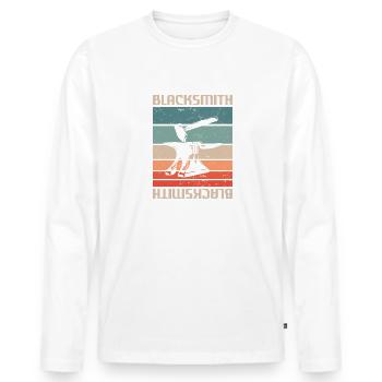 Retro Vintage Classic Blacksmith Blacksmithing - Männer Premium Bio Langarmshirt - Weiß - Vorne - Nico (187cm)