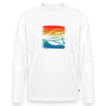 Retro Vintage Classic Pilot Aviation - Men's Premium Organic Long Sleeve Shirt - white - Front - Nico (187cm)