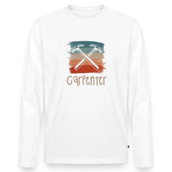 Retro Vintage Classic Carpenter Carpentry - Männer Premium Bio Langarmshirt - Weiß - Vorne - Nico (187cm)