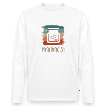 Retro Vintage Pharmacist Pharmacy - Men's Premium Organic Long Sleeve Shirt - white - Front - Nico (187cm)