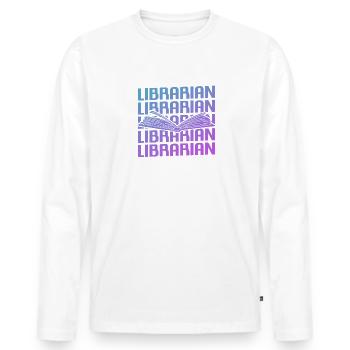 Bibliothèque de livres Retro Vintage Classic Librarian - T-shirt manches longues Premium bio Homme - blanc - Devant - Nico (187cm)