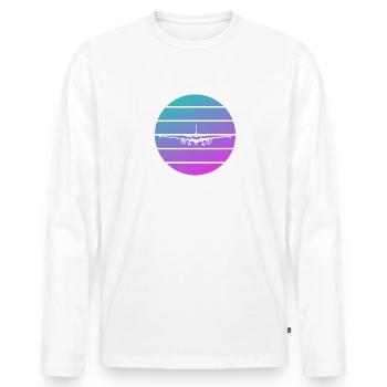 Retro Vintage Classic Pilot Aviation - Men's Premium Organic Long Sleeve Shirt - white - Front - Nico (187cm)