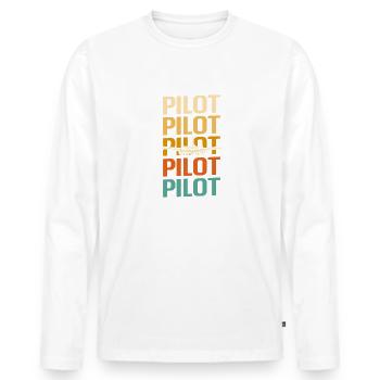 Retro Vintage Classic Pilot Aviation - Men's Premium Organic Long Sleeve Shirt - white - Front - Nico (187cm)