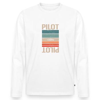 Retro Vintage Classic Pilot Aviation - Men's Premium Organic Long Sleeve Shirt - white - Front - Nico (187cm)