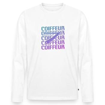 Retro Coiffure Barbier Coiffeuse - Männer Premium Bio Langarmshirt - Weiß - Vorne - Nico (187cm)