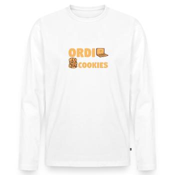 Comme Mon Ordi J'Accepte Les Cookies - T-shirt manches longues Premium bio Homme - blanc - Devant - Nico (187cm)