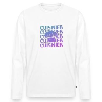 Retro Cuisinier Chef Cuisine - T-shirt manches longues Premium bio Homme - blanc - Devant - Nico (187cm)