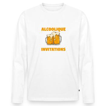 Je Ne Suis Pas Alcoolique Je Subis Les Invitations - T-shirt manches longues Premium bio Homme - blanc - Devant - Nico (187cm)