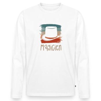Vintage Retro Magicien Magique Magie - T-shirt manches longues Premium bio Homme - blanc - Devant - Nico (187cm)