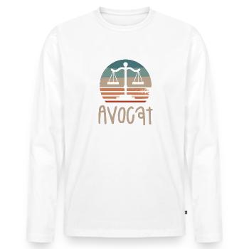 Vintage Retro Avocat Juridique Loi Avocate Avocats - T-shirt manches longues Premium bio Homme - blanc - Devant - Nico (187cm)