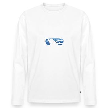 Plus J'Approche Le Fond Plus Je M'Éloigne Des Cons - T-shirt manches longues Premium bio Homme - blanc - Devant - Nico (187cm)