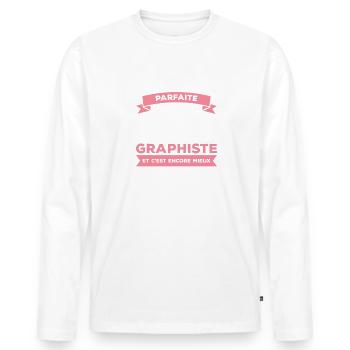 Je Ne Suis Pas Parfaite Mais Je Suis Graphiste - T-shirt manches longues Premium bio Homme - blanc - Devant - Nico (187cm)