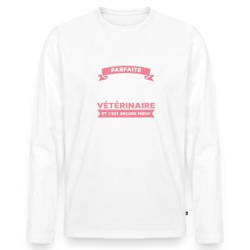 Je Ne Suis Pas Parfaite Mais Je Suis Vétérinaire - T-shirt manches longues Premium bio Homme - blanc - Devant - Nico (187cm)