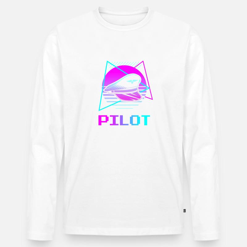 Retro Pilot Aviation Piloten - Männer Premium Bio Langarmshirt - undefined