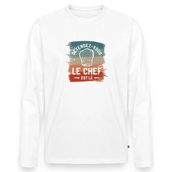 Détendez-Vous Le Chef Est Là Cuisine - T-shirt manches longues Premium bio Homme - blanc - Devant - Nico (187cm)