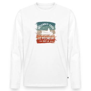 Détendez-Vous Le Pêcheur Est Là Pêche - T-shirt manches longues Premium bio Homme - blanc - Devant - Nico (187cm)