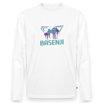 Amoureux des chiens Basenji rétro - T-shirt manches longues Premium bio Homme - blanc - Devant - Nico (187cm)