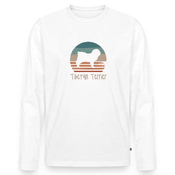 Vintage Retro Tibetan Terrier Dog Lover - Men's Premium Organic Long Sleeve Shirt - white - Front - Nico (187cm)