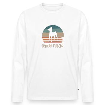 Vintage Retro German Pinscher Dog Lover - Men's Premium Organic Long Sleeve Shirt - white - Front - Nico (187cm)