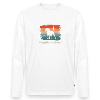 Vintage Retro English Foxhound Dog Lover - Men's Premium Organic Long Sleeve Shirt - white - Front - Nico (187cm)