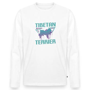 Retro tibetischer Terrier-Hundeliebhaber - Männer Premium Bio Langarmshirt - Weiß - Vorne - Nico (187cm)
