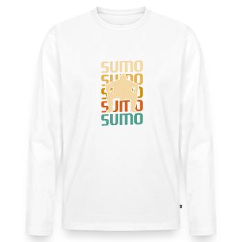 Retro Vintage Classic Sumo Wrestling Wrestler - T-shirt manches longues Premium bio Homme - blanc - Devant - Nico (187cm)