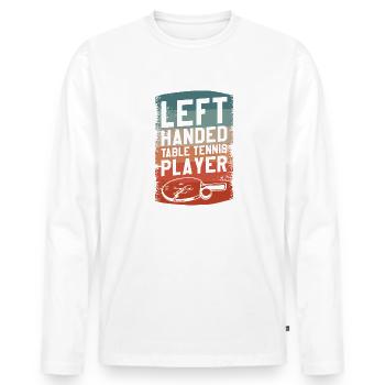 Linkshänder Tischtennisspieler Lefty - Männer Premium Bio Langarmshirt - Weiß - Vorne - Nico (187cm)