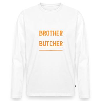 Ich habe zwei Titel Bruder und Metzger und ich rocke - Männer Premium Bio Langarmshirt - Weiß - Vorne - Nico (187cm)